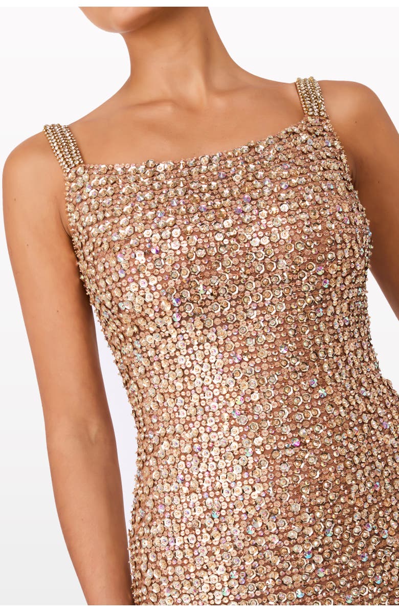 Jenny Packham Lotus sequin-embellished open-back maxi dress, Alternate, color, Tawny