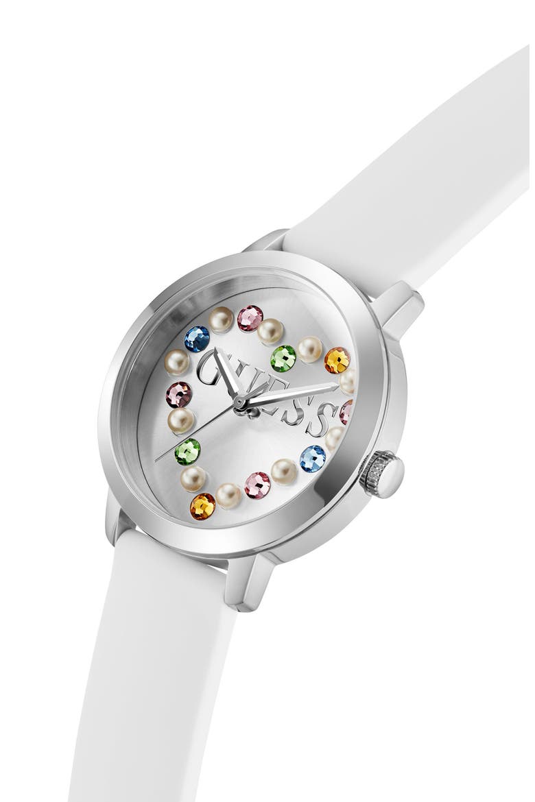 Devotion Silicone Strap Watch, 36mm, Alternate, color, SILVER/ WHITE
