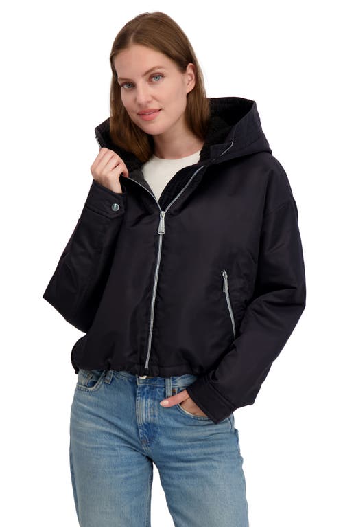 Laundry By Shelli Segal Faux Shearling Lined Hooded Jacket In Blue