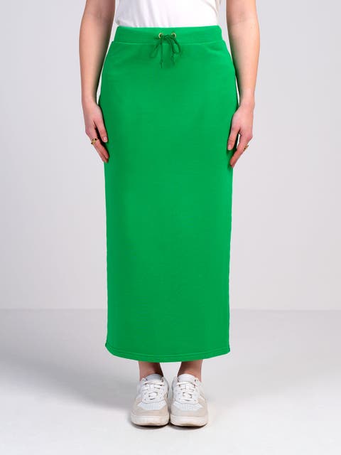 Jersey Back Split Midi Skirt