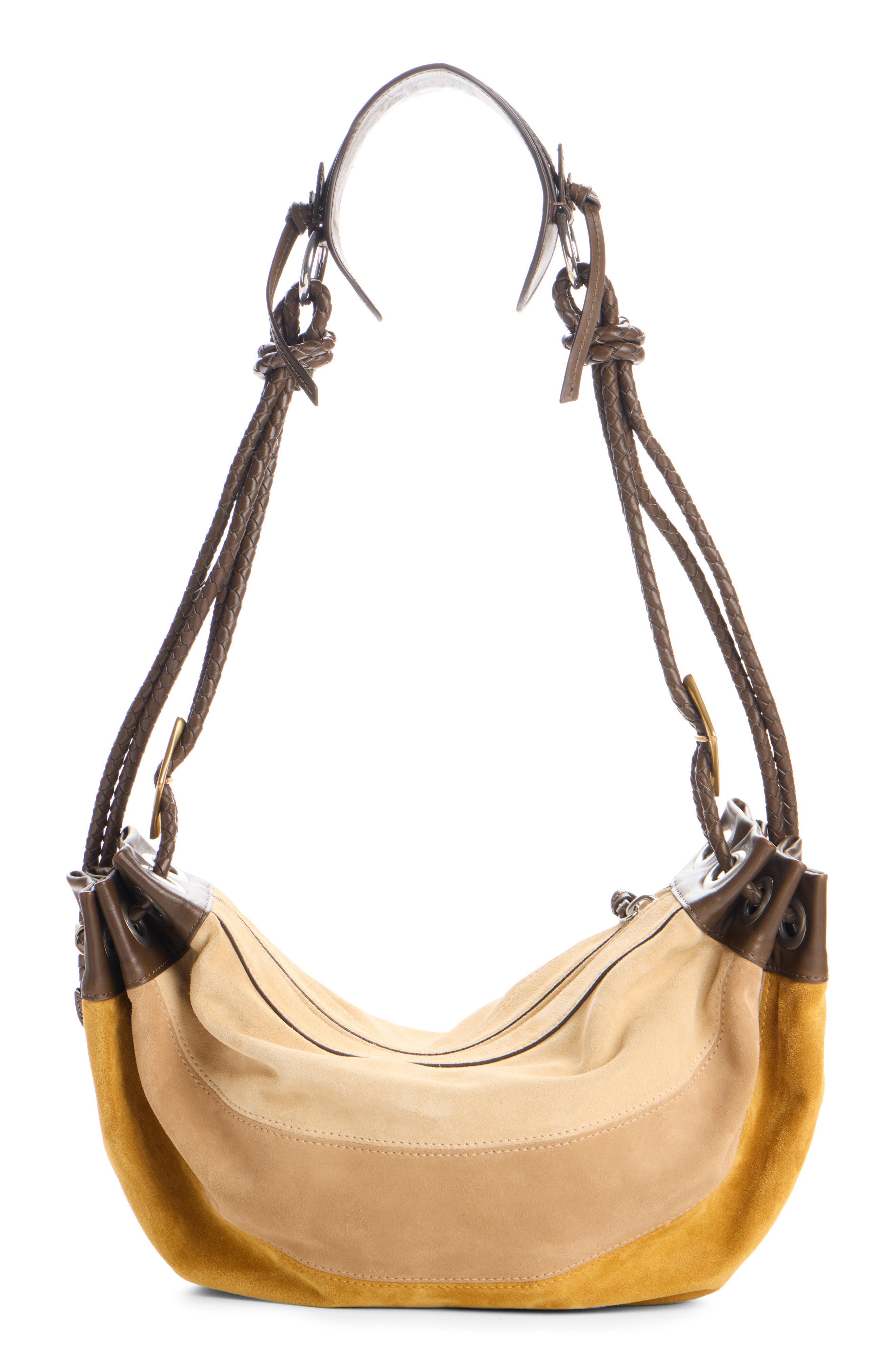 Isabel Marant Medium Maia Colorblock Suede Shoulder Bag, Alternate, color, Multicolor Khaki