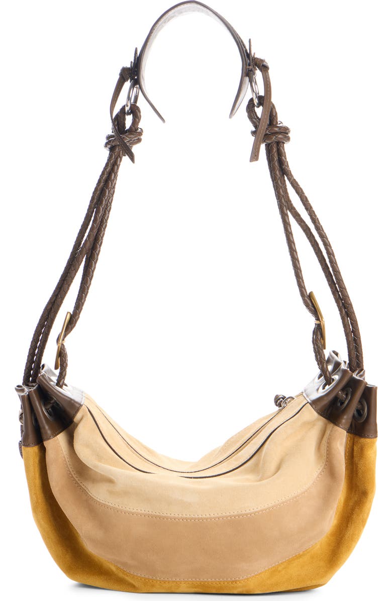 Isabel Marant Medium Maia Colorblock Suede Shoulder Bag, Alternate, color, Multicolor Khaki