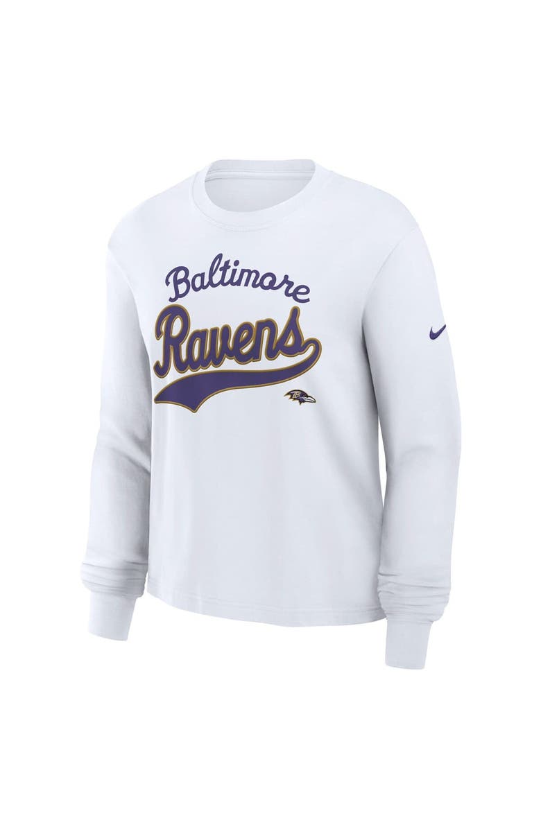 Nike Women's Nike White Baltimore Ravens Essential Long Sleeve Boxy T-Shirt, Alternate, color, 