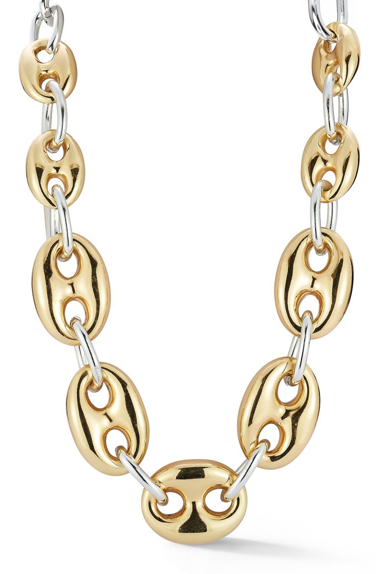 Two-Tone Mariner Chain Necklace, Main, color, GOLD/SILVER