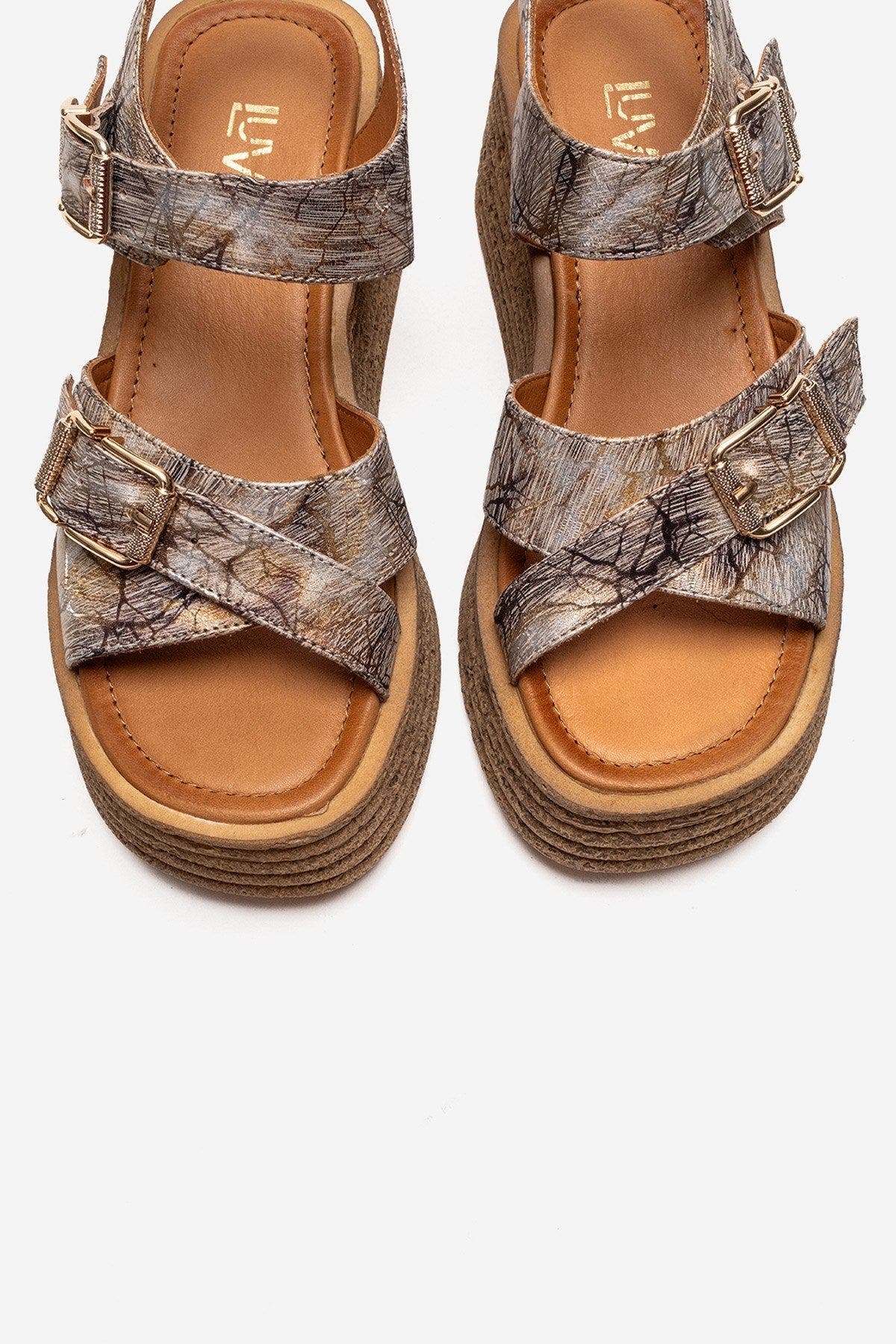 Forever & Always Shoes Mirette Leather Platform Sandal, Alternate, color, Gold