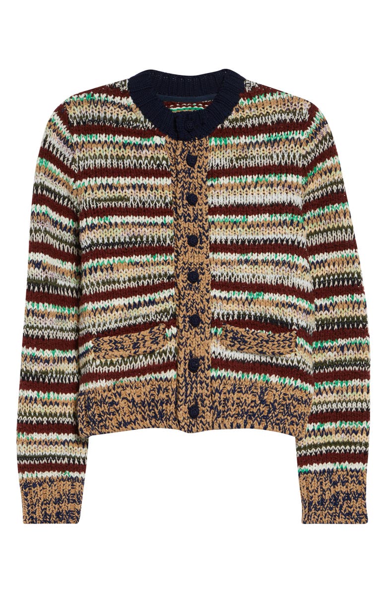 Sacai Mixed Yarn Cotton Blend Cardigan, Main, color, Beige Multi