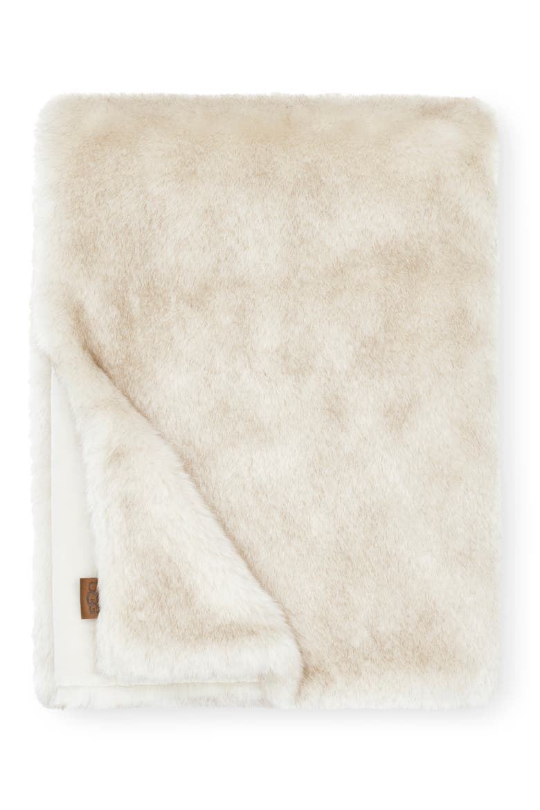 Firn Faux Fur Throw Blanket, Main, color, NATURAL