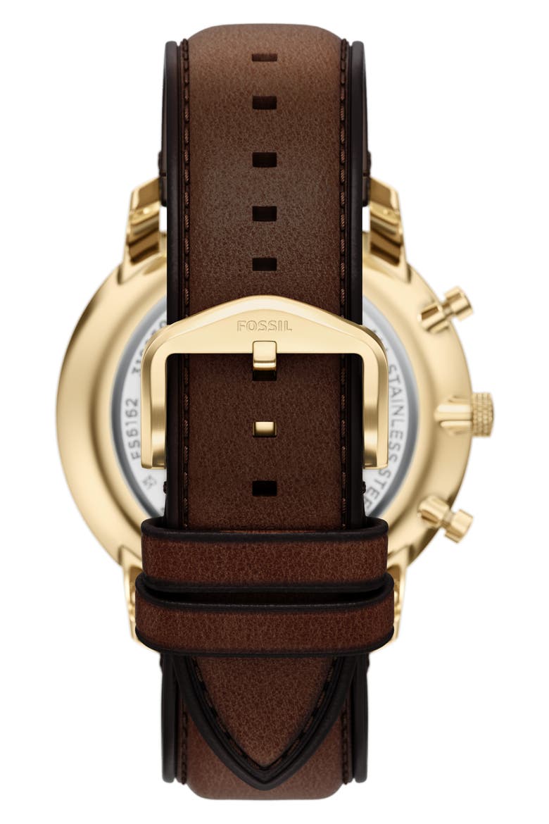 Neutra Blue Chronograph Leather Strap Watch, 44mm, Alternate, color, BROWN
