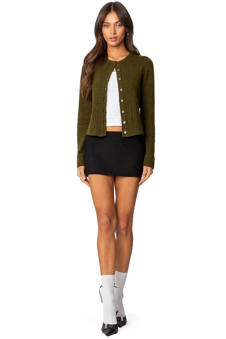 Half Cable Stitch Cardigan, Alternate, color, OLIVE