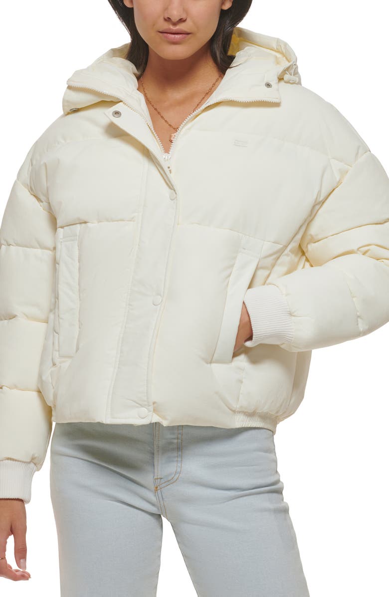Levi's<sup>®</sup> Cinch Waist Hooded Puffer Jacket, Main, color,