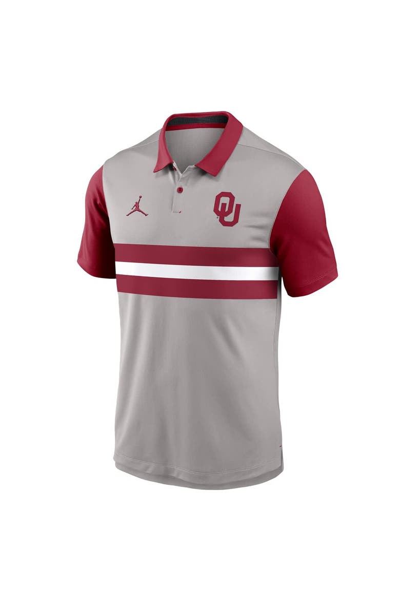 Men's Jordan Brand Gray/Crimson Oklahoma Sooners Vapor Dri-FIT Polo, Alternate, color, Gray