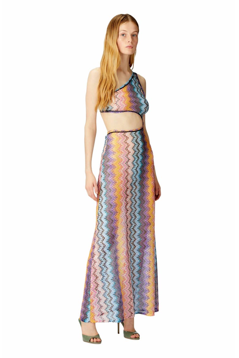Long One-shoulder Cover-up With Cut-out Detail, Main, color, Multicoloured