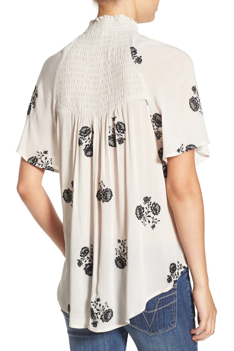 Embroidered Woven Top, Alternate, color, WHITE W/ BLACK EMBROIDERY