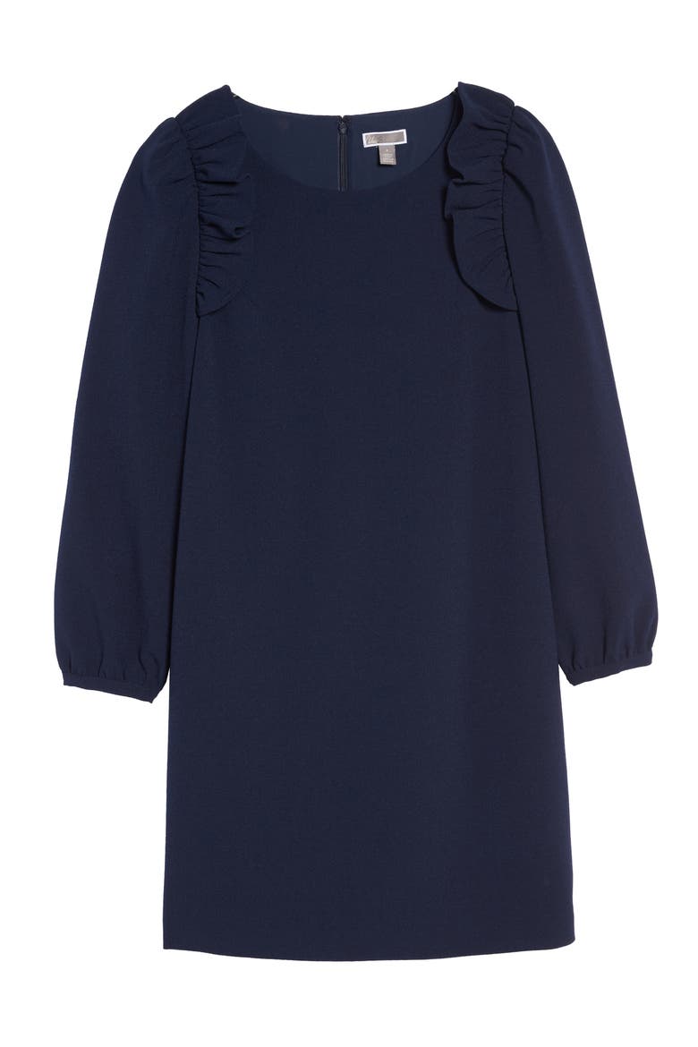 Shoulder Ruffle Shift Dress, Alternate, color, NAVY PEACOAT