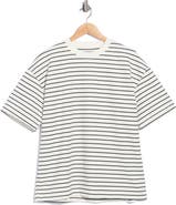 DENIM AND FLOWER Horizontal Striped Crewneck T-Shirt