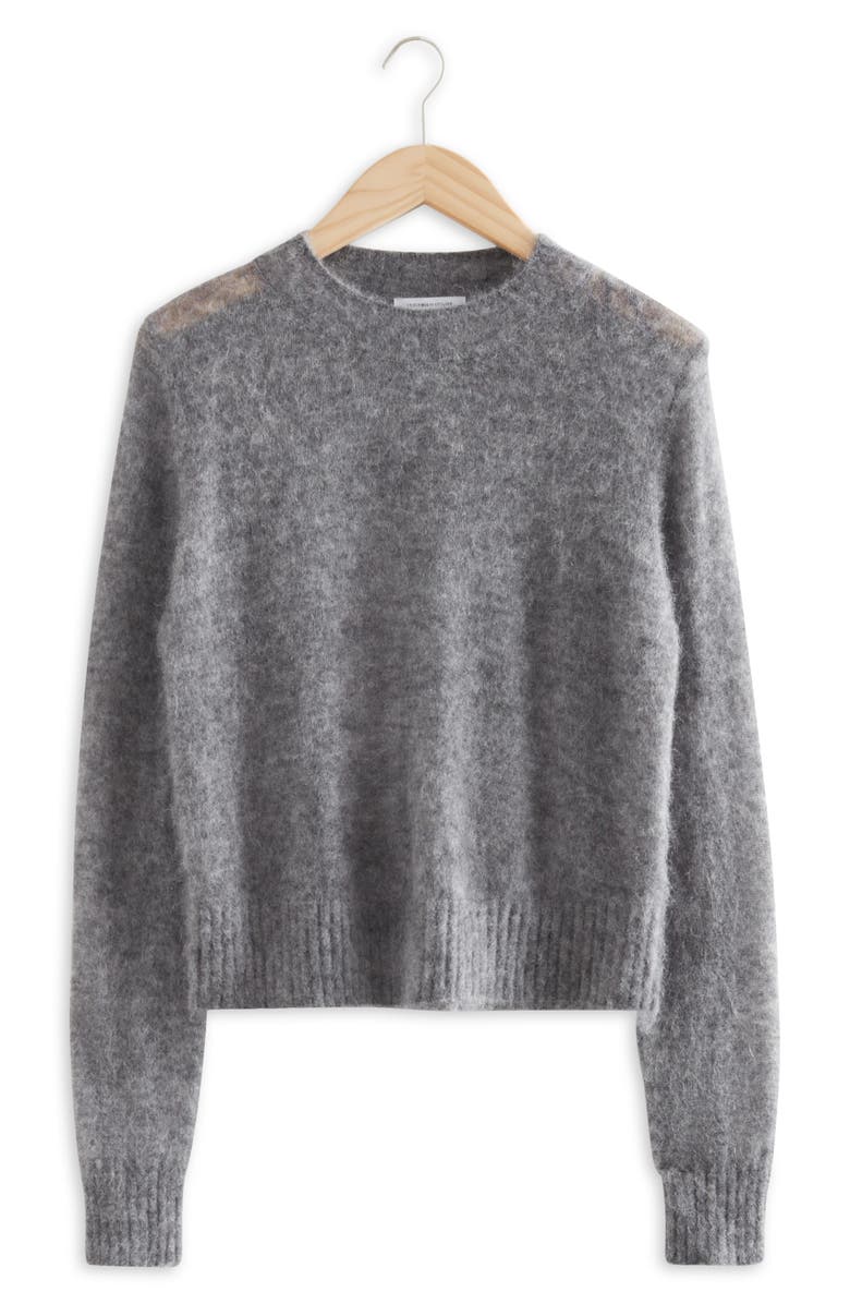 & Other Stories Fuzzy Crewneck Sweater, Alternate, color, Grey Melange