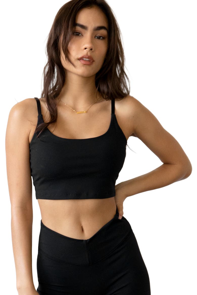 Melanie Crop Cloudlux Bra, Alternate, color, Metropolis Black