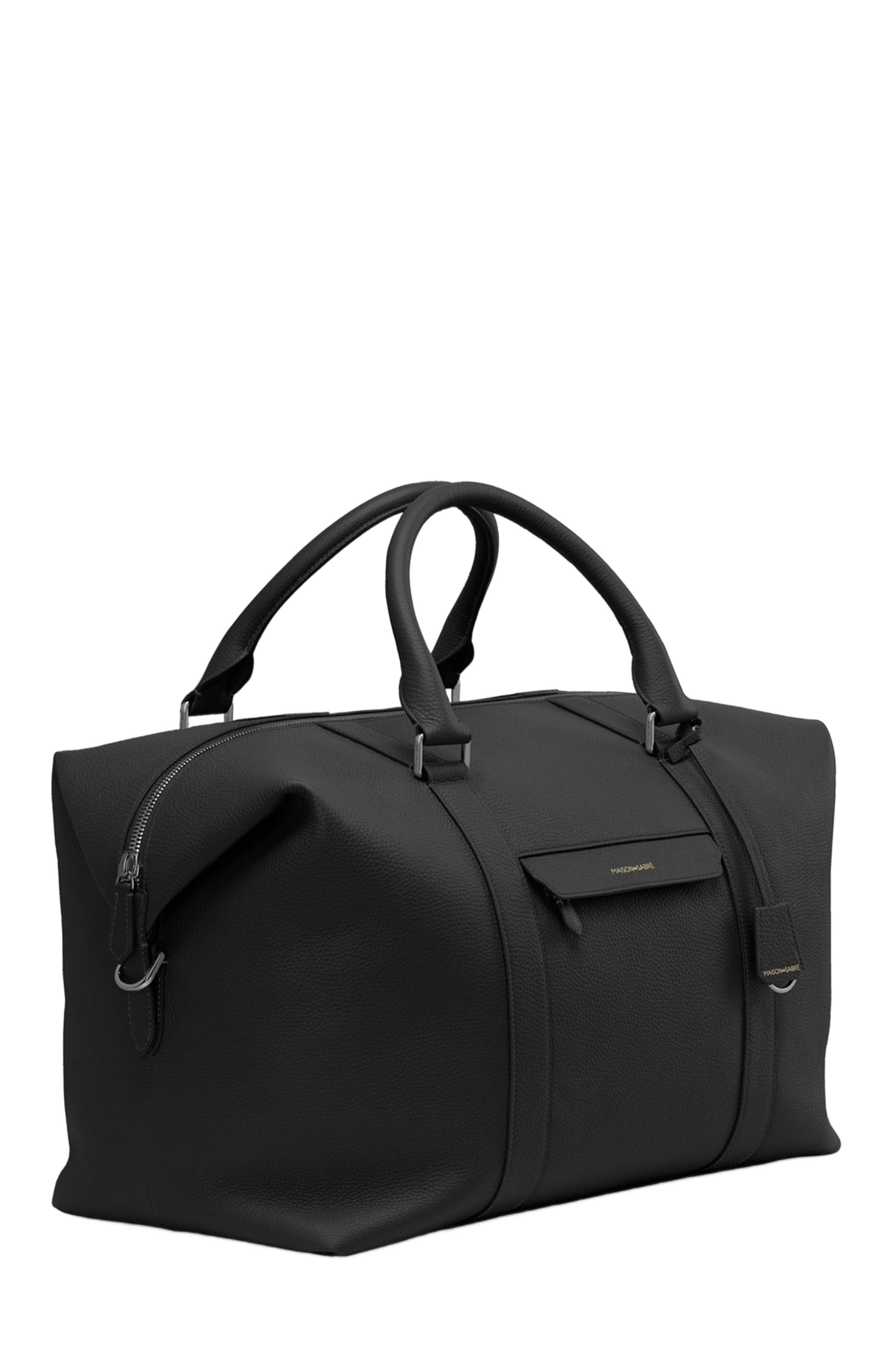 MAISON de SABRÉ Leather Duffle Bag, Alternate, color, Black Caviar