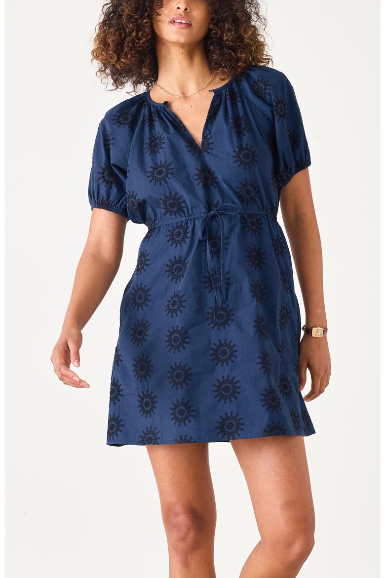 Hedy Short Eyelet Dress, Main, color, Deep Indigo/Black