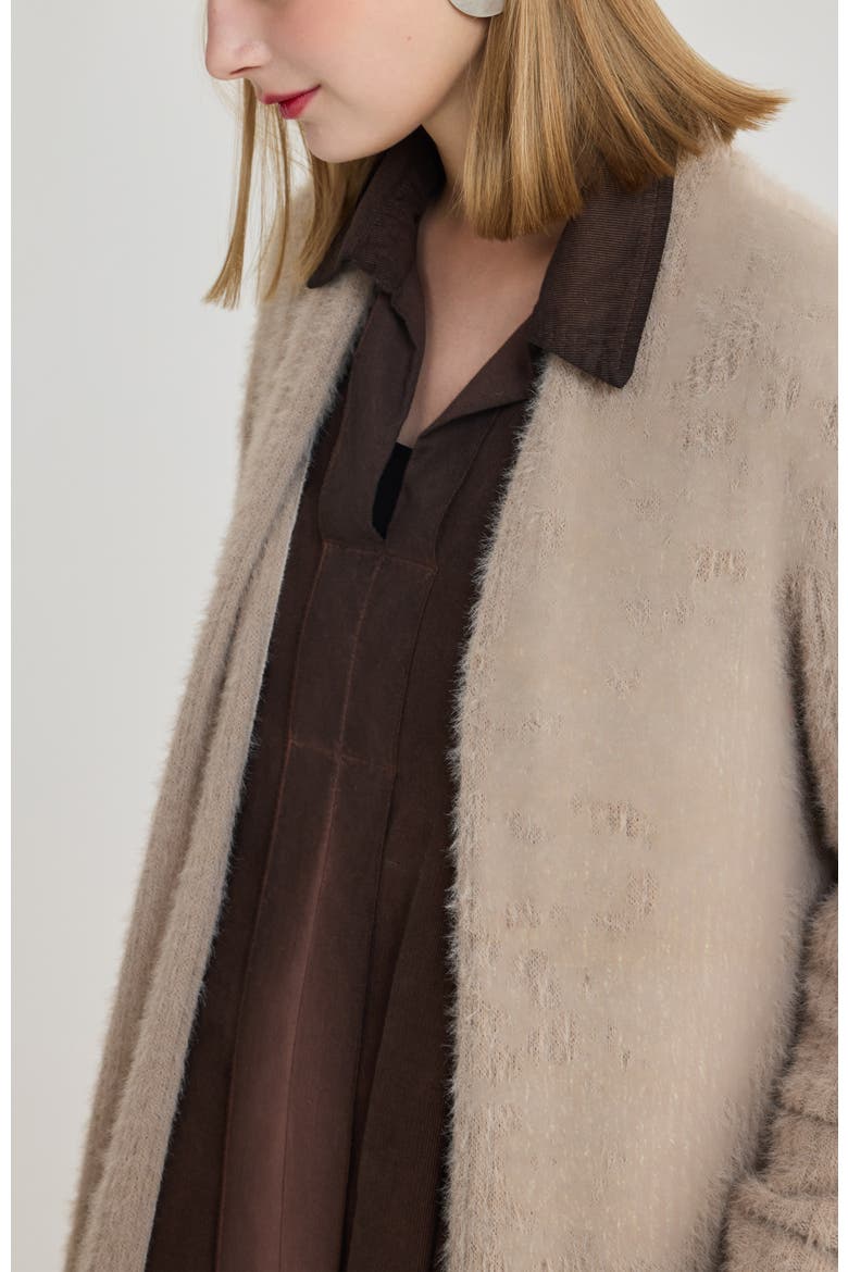 Lou Shaggy Knit Cardigan, Alternate, color, Beige