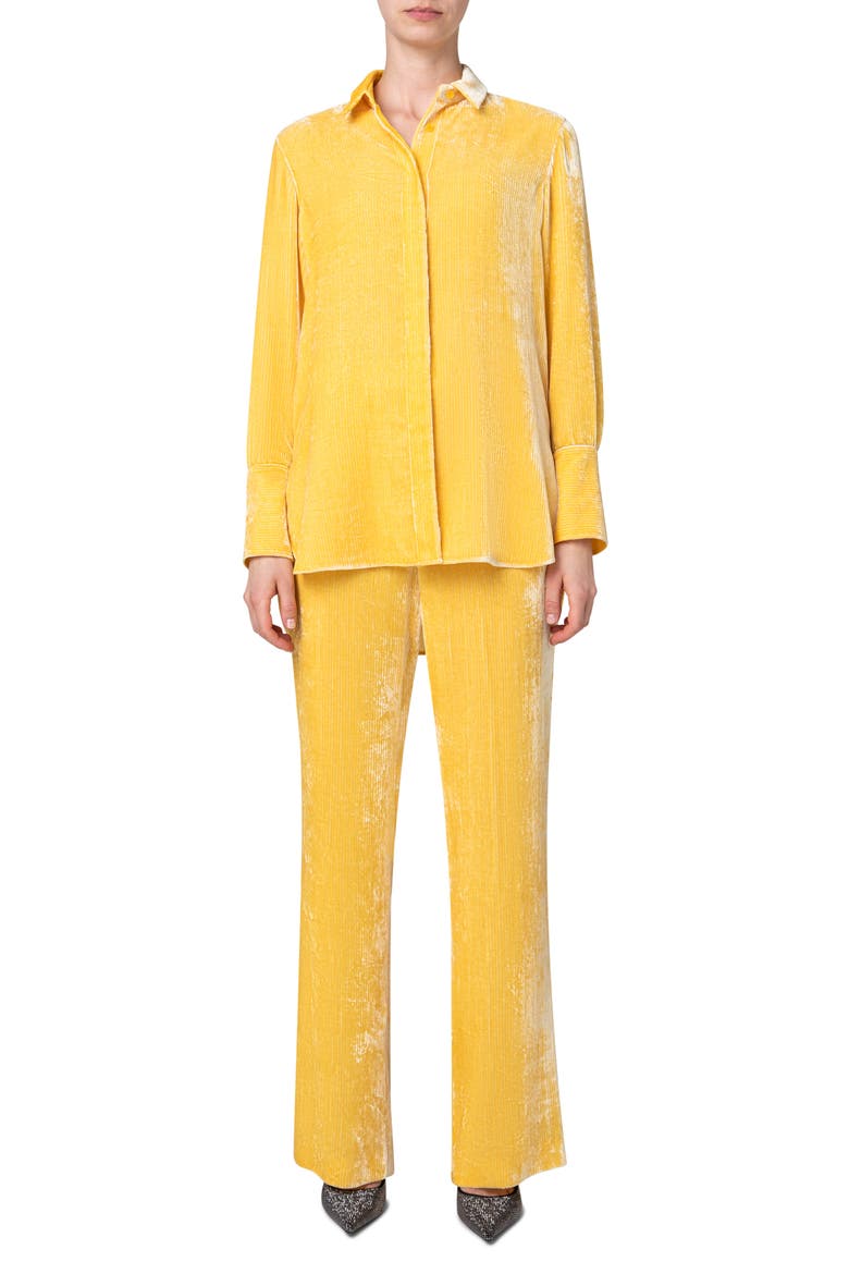 Velvet Corduroy Button-Up Shirt, Alternate, color, YELLOW