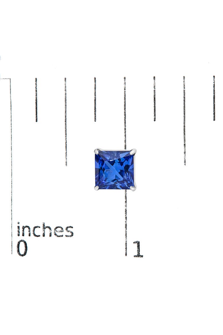 Platinum 7x7 Lab Created Blue Sapphire Princess Cut Solitaire Stud Earrings, Alternate, color, Platinum