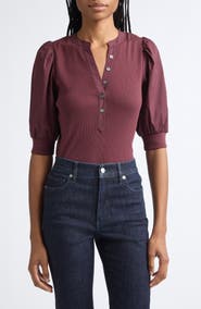 Veronica Beard Coraleet Puff Shoulder Top
