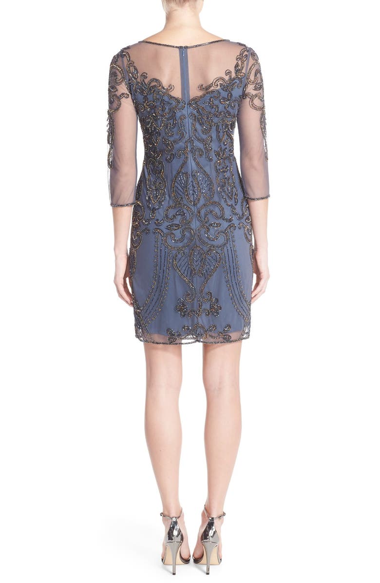 Pisarro Nights Beaded Mesh Sheath Dress, Alternate, color, 