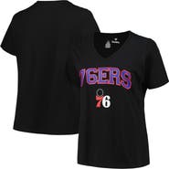 PROFILE Women's Profile Black Philadelphia 76ers Plus Size Arch Over Logo V-Neck T-Shirt