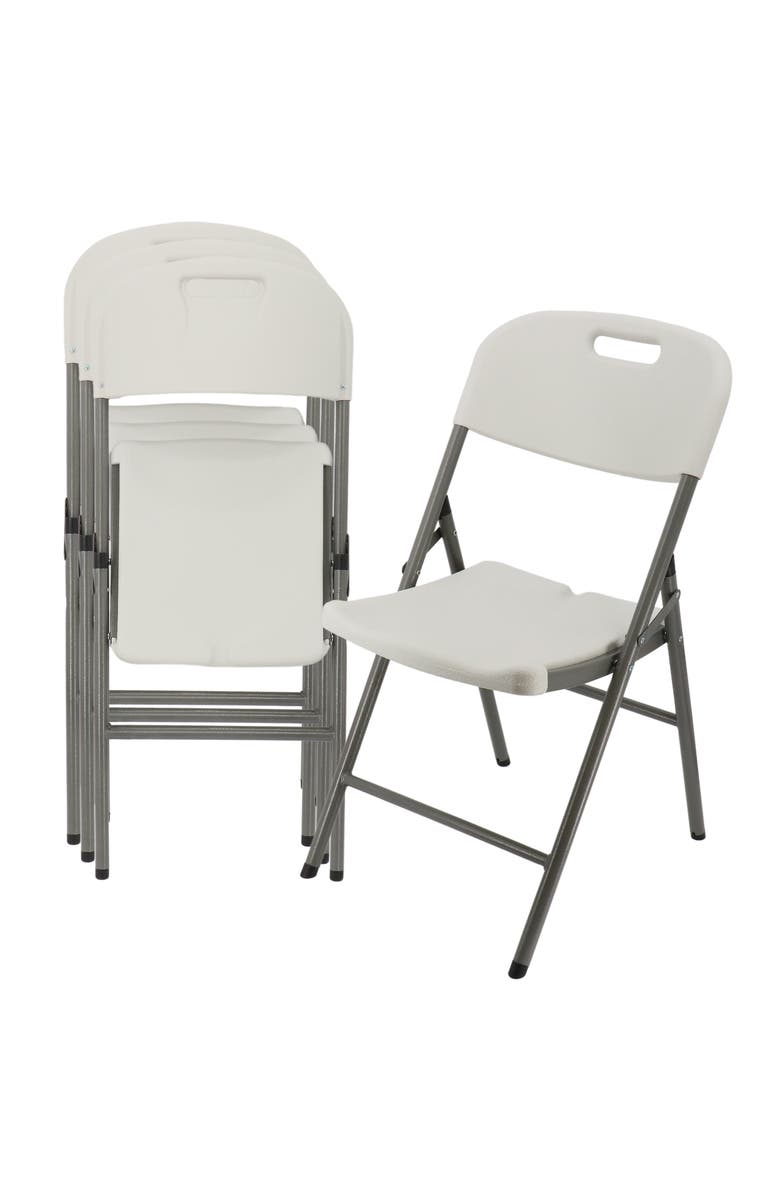 Elama 4 Piece Indoor and Outdoor Folding Chair Set, Main, color, White