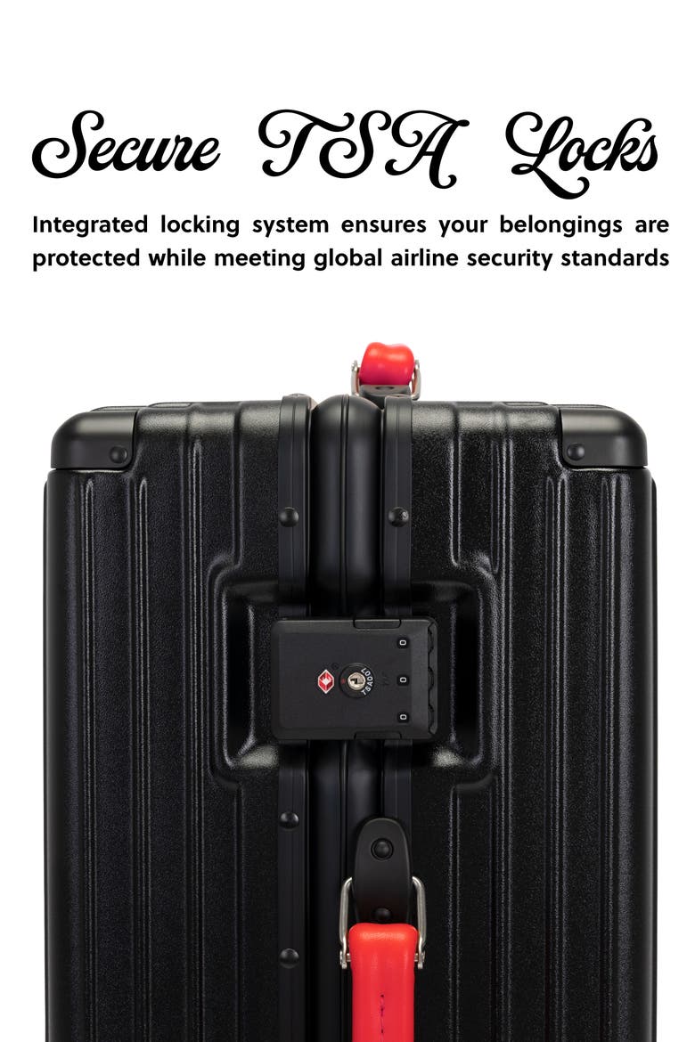 Cross Roads Polycarbonate Carry-on Suitcase with Aluminum Frame, Alternate, color, Black with Red accents