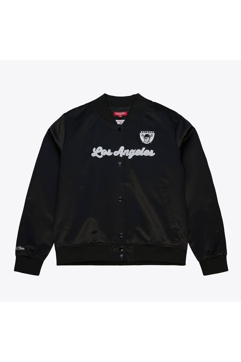 Women's Mitchell & Ness  Black Las Vegas Raiders Full-Snap Satin Jacket, Alternate, color, Black