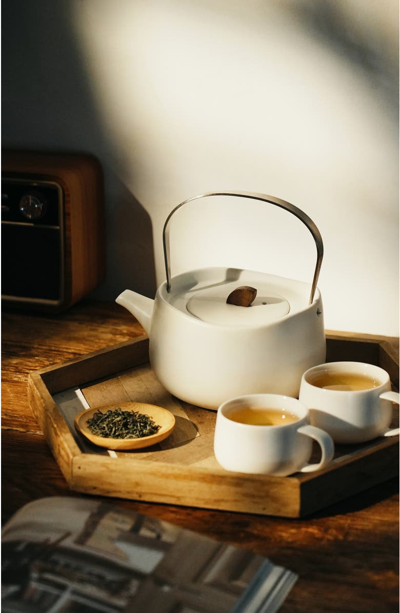 OHOM INC Leiph Self-heating Teapot Set, Alternate, color, Jasmine White