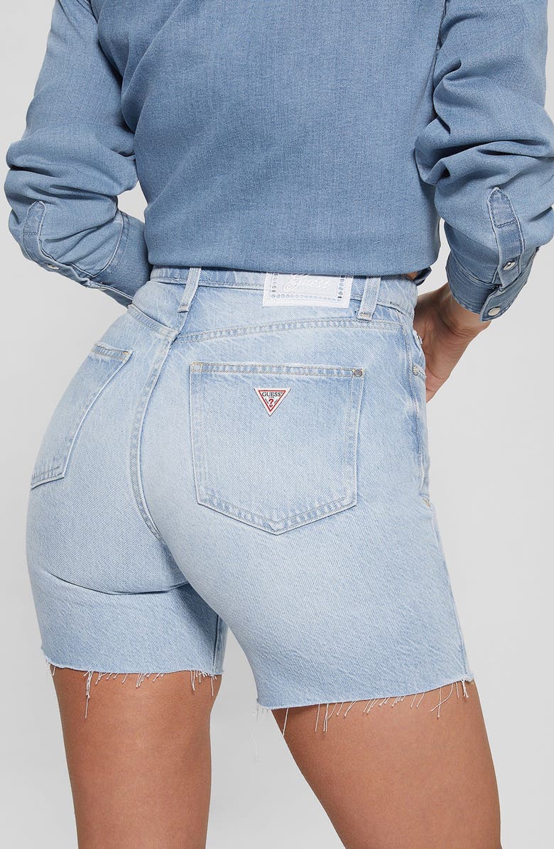 GUESS '80s Pedal Cutoff Denim Shorts, Alternate, color, The Seaside