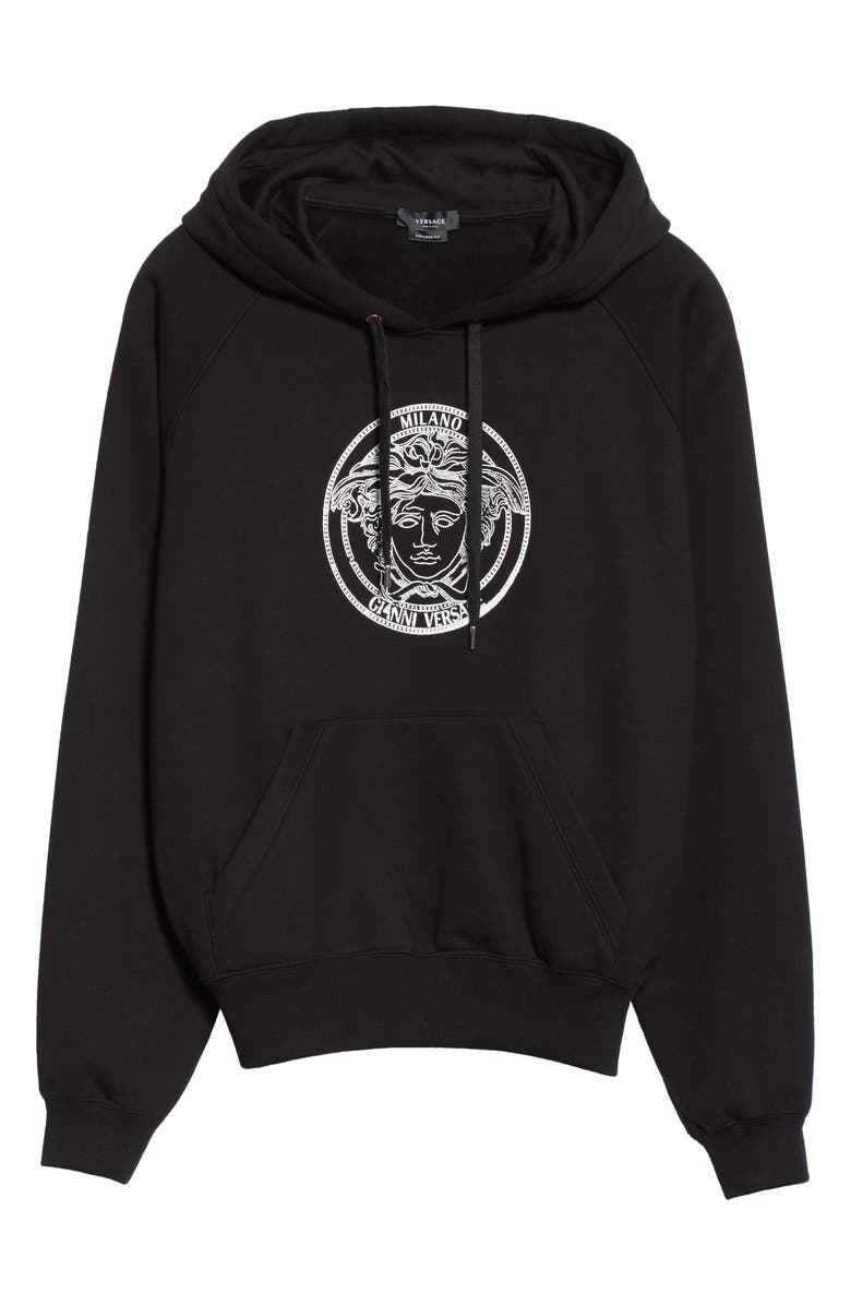 Versace Medusa Head Logo Graphic Cotton Hoodie, Alternate, color, 