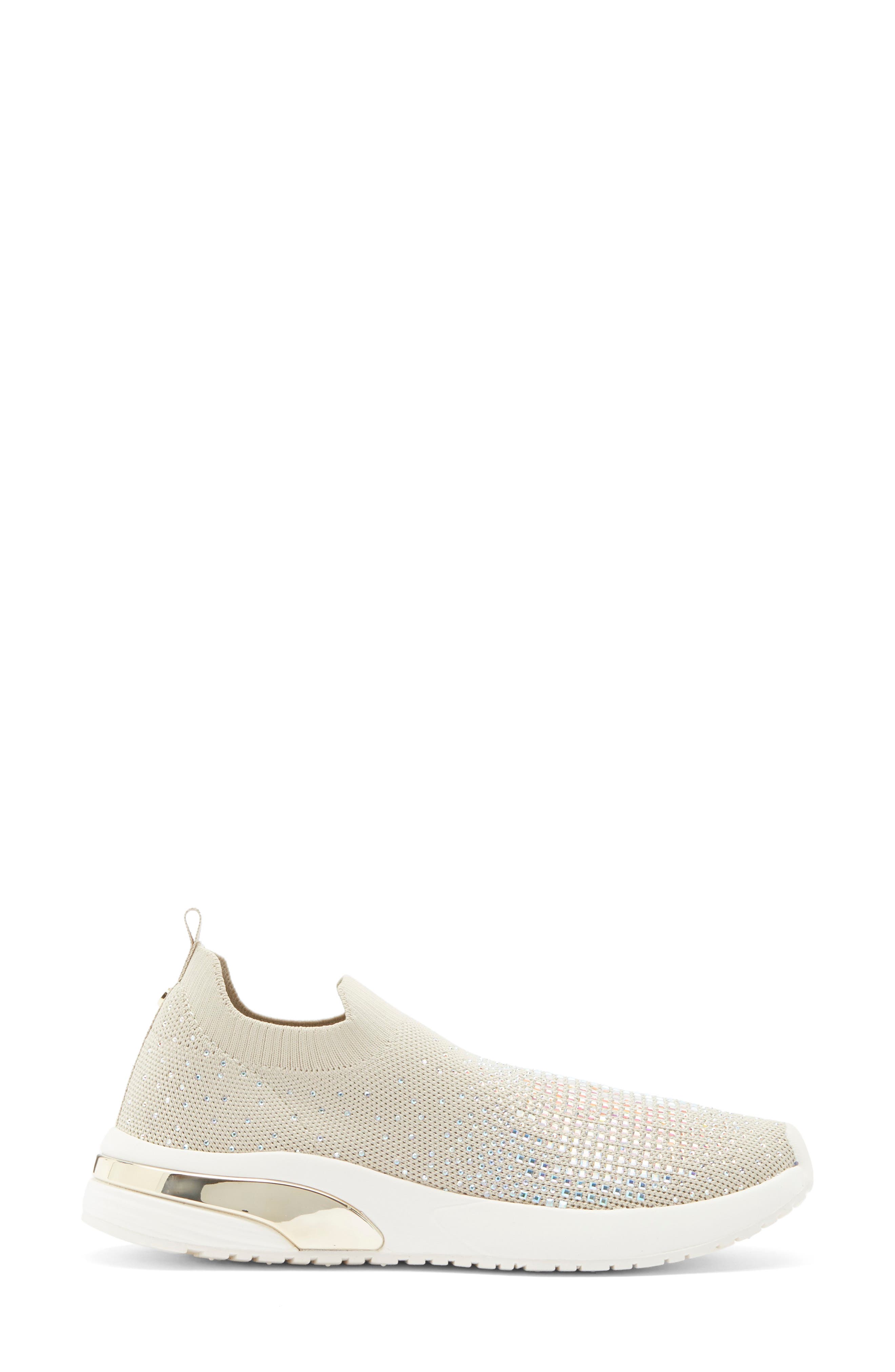 Anne Klein Compete Knit Platform Sneaker, Alternate, color, Bone Crystal