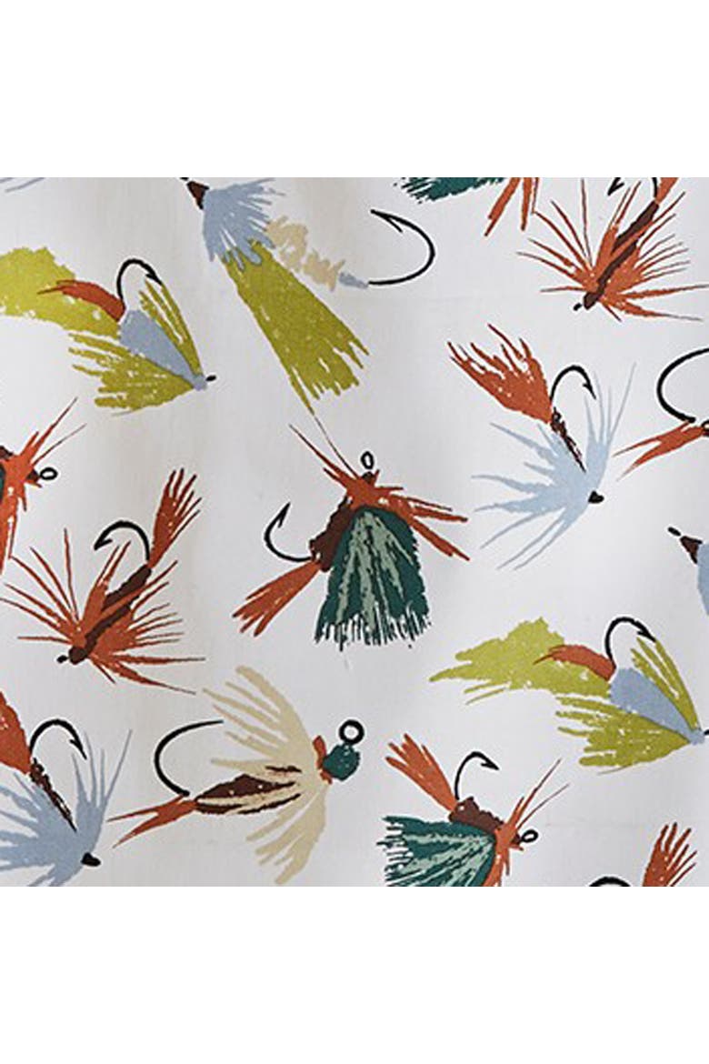 Set of 3 Fishing Flies Print Green Plaids Kitchen Towels, Alternate, color, Green
