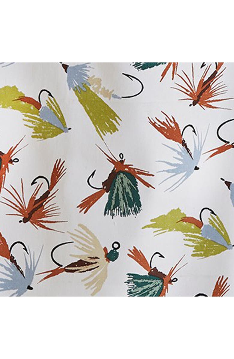 tag Set of 3 Fishing Flies Print Green Plaids Kitchen Towels, Alternate, color, Multicolored