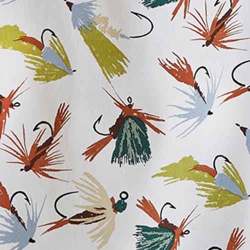 Tag Set Of 3 Fishing Flies Print With Green Plaids Cotton Kitchen Dishtowels 26l X 18w In. In Multi