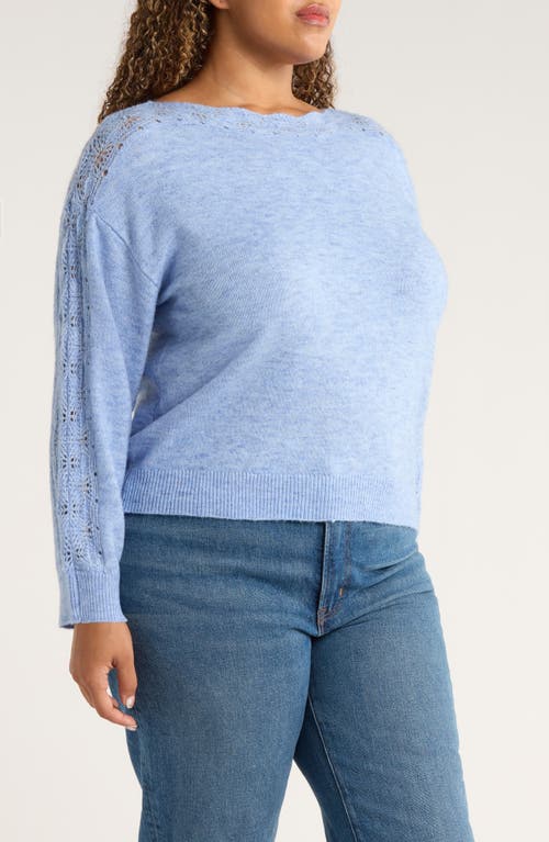 Wit & Wisdom Open Stitch Boat Neck Sweater In Blue