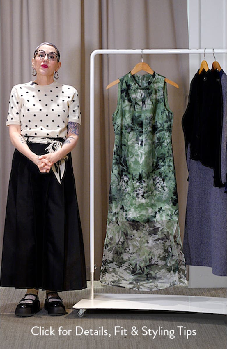 Floral Semisheer Organza Midi Dress, sales video thumbnail