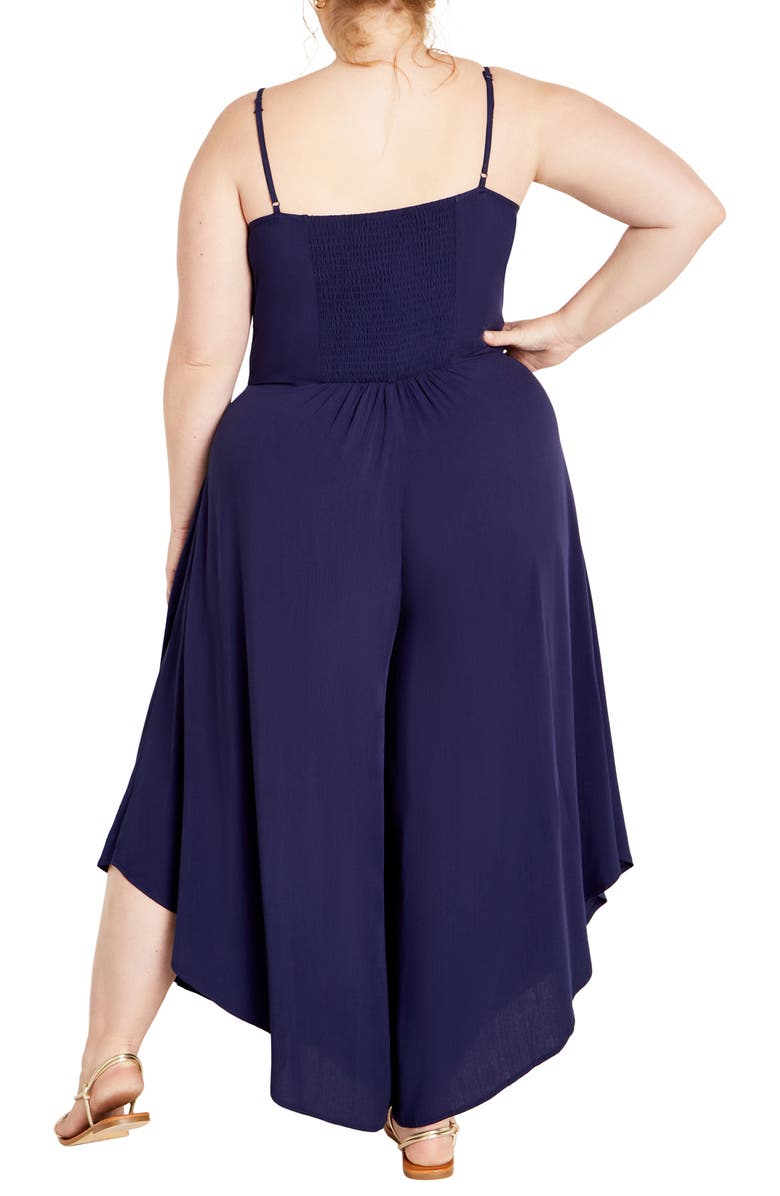 City Chic Sara Tie Waist Sleeveless Jumpsuit, Alternate, color, Navy