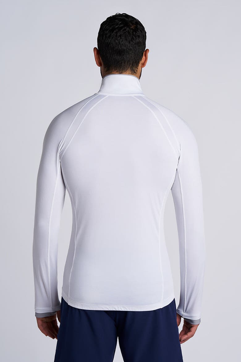 Men's Ultimate Half-Zip Rash Guard, UPF 50+ Sun Protection, Alternate, color, White Line Texture