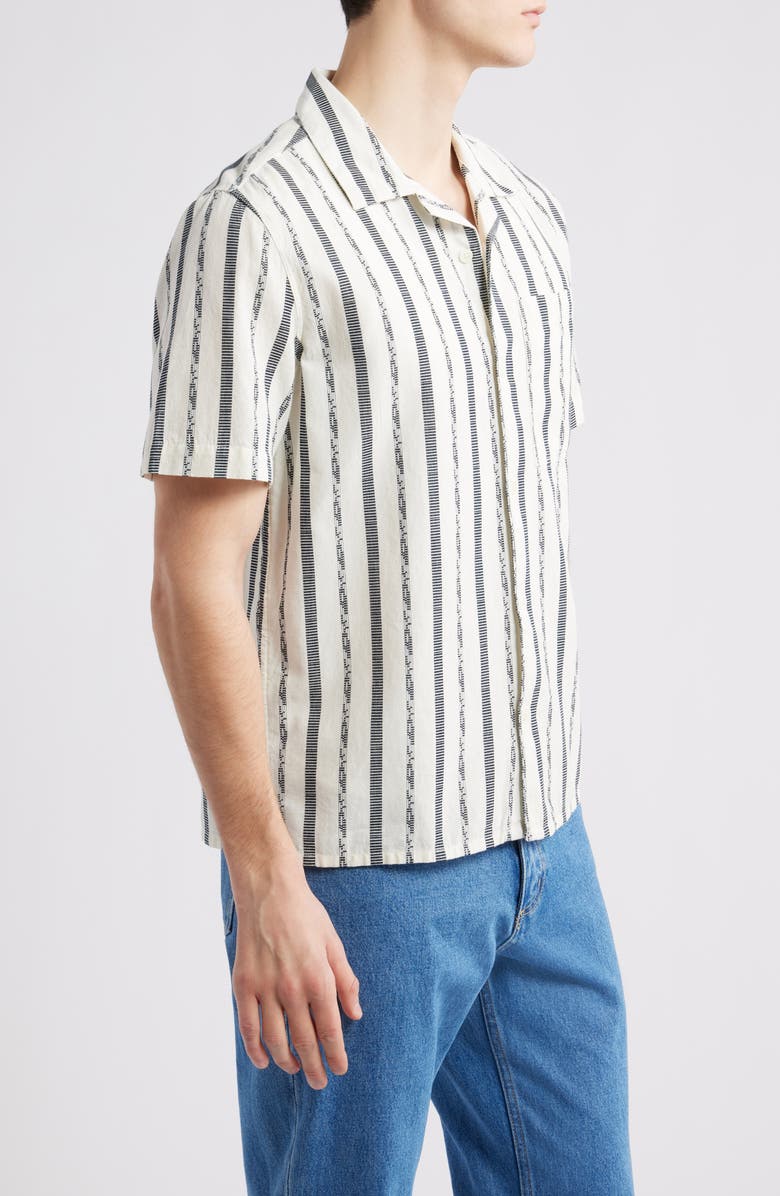 Wax London Didcot Stripe Camp Shirt, Alternate, color, Ecru