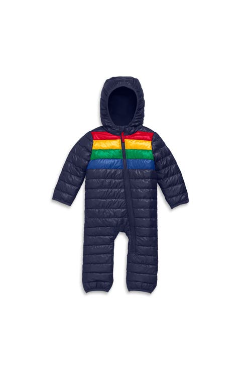 Baby Lightweight Puffer Suit In Rainbow Stripe