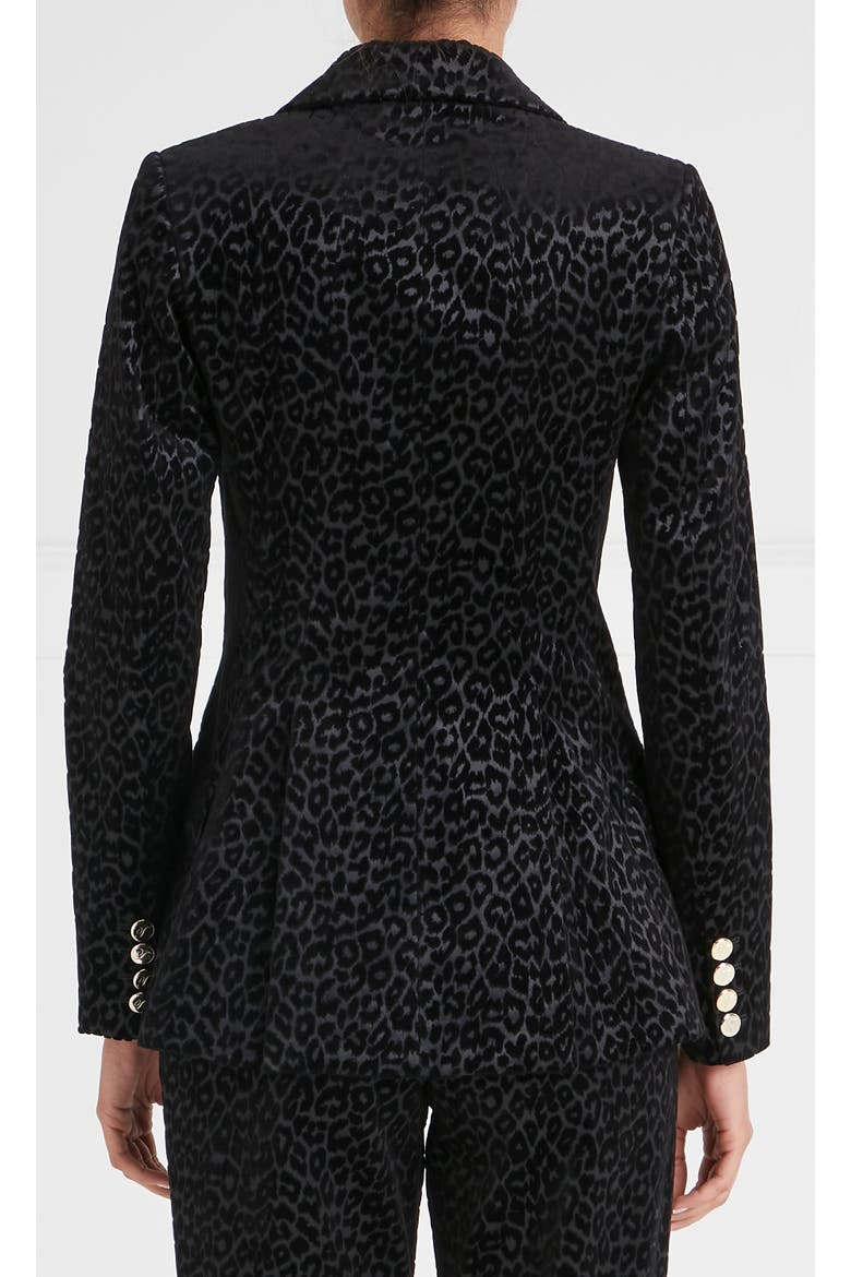 Lynx Velvet Double Breasted Jacket, Alternate, color, Black Tonal Leopard