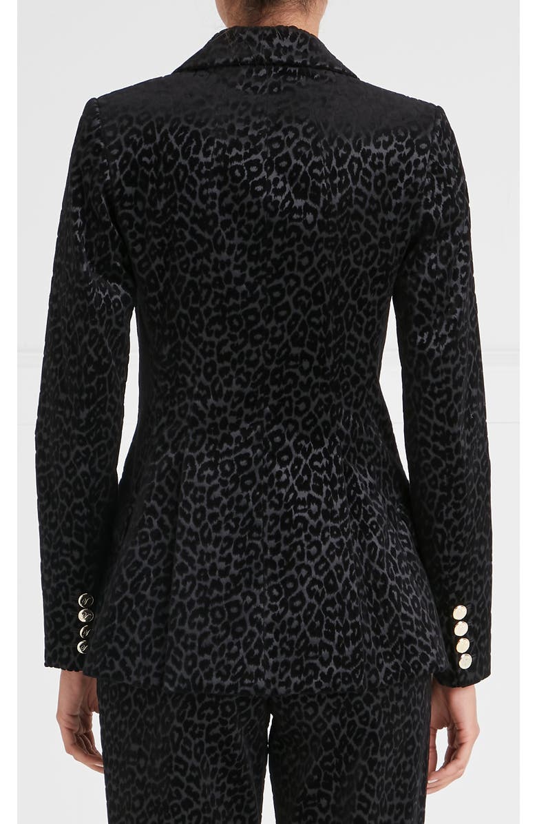 Temperley London Lynx Velvet Double Breasted Jacket, Alternate, color, Black Tonal Leopard