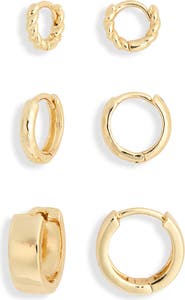 NORDSTROM RACK Demi Fine 3-Pack Huggie Hoop Earrings