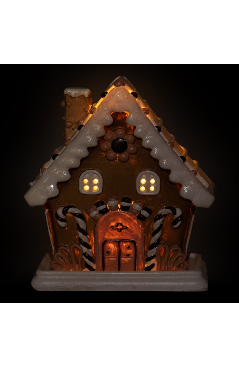 Northlight Lighted Floral and Candy Cane Gingerbread House Christmas Decoration - 5", Alternate, color, 