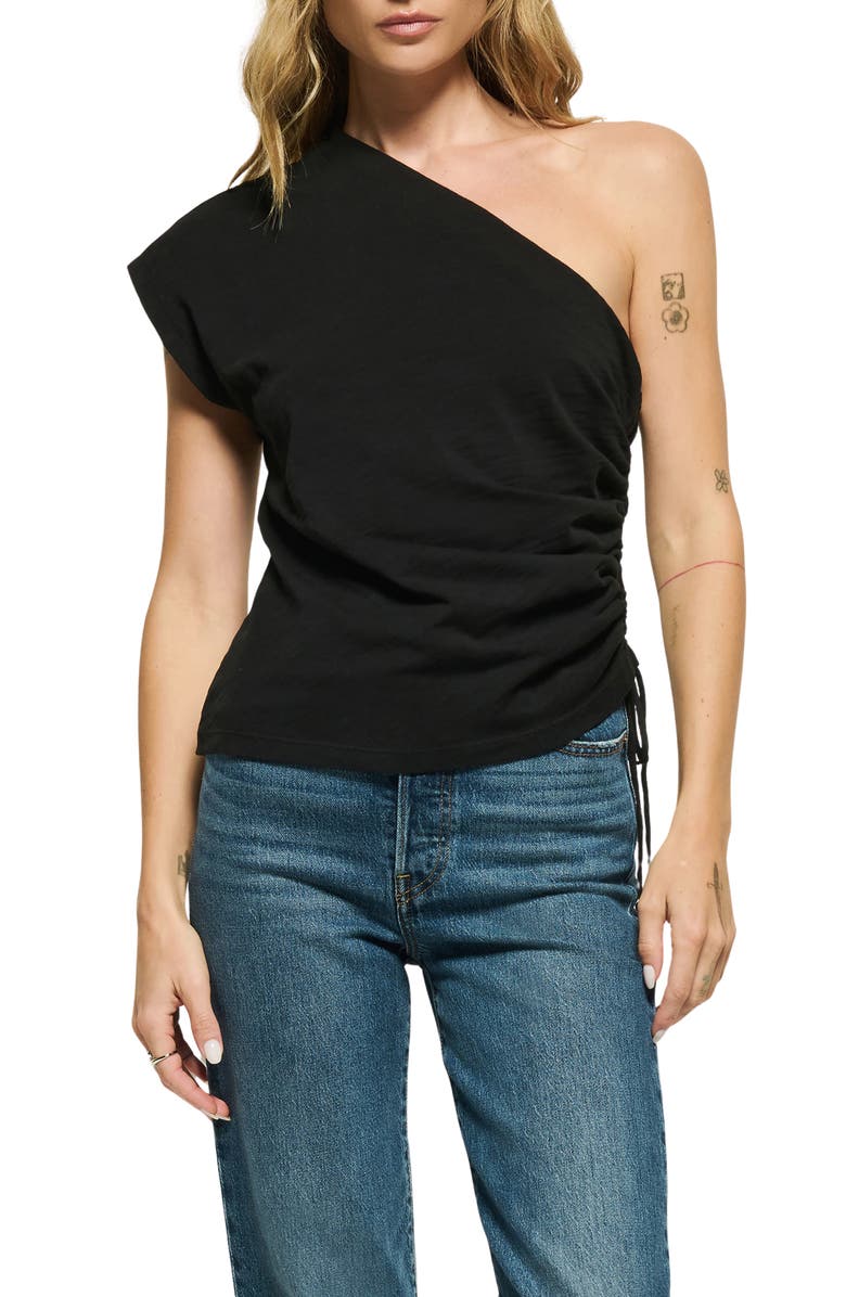 Nation LTD Jaylen One-Shoulder Cotton Top, Main, color, Jet Black